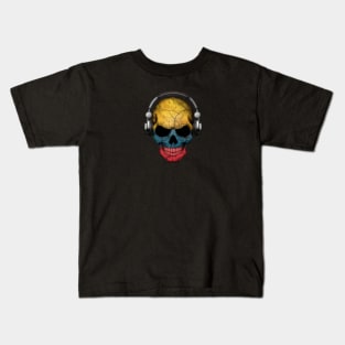 Dark Skull Deejay with Colombian Flag Kids T-Shirt